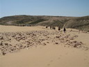 op het strand